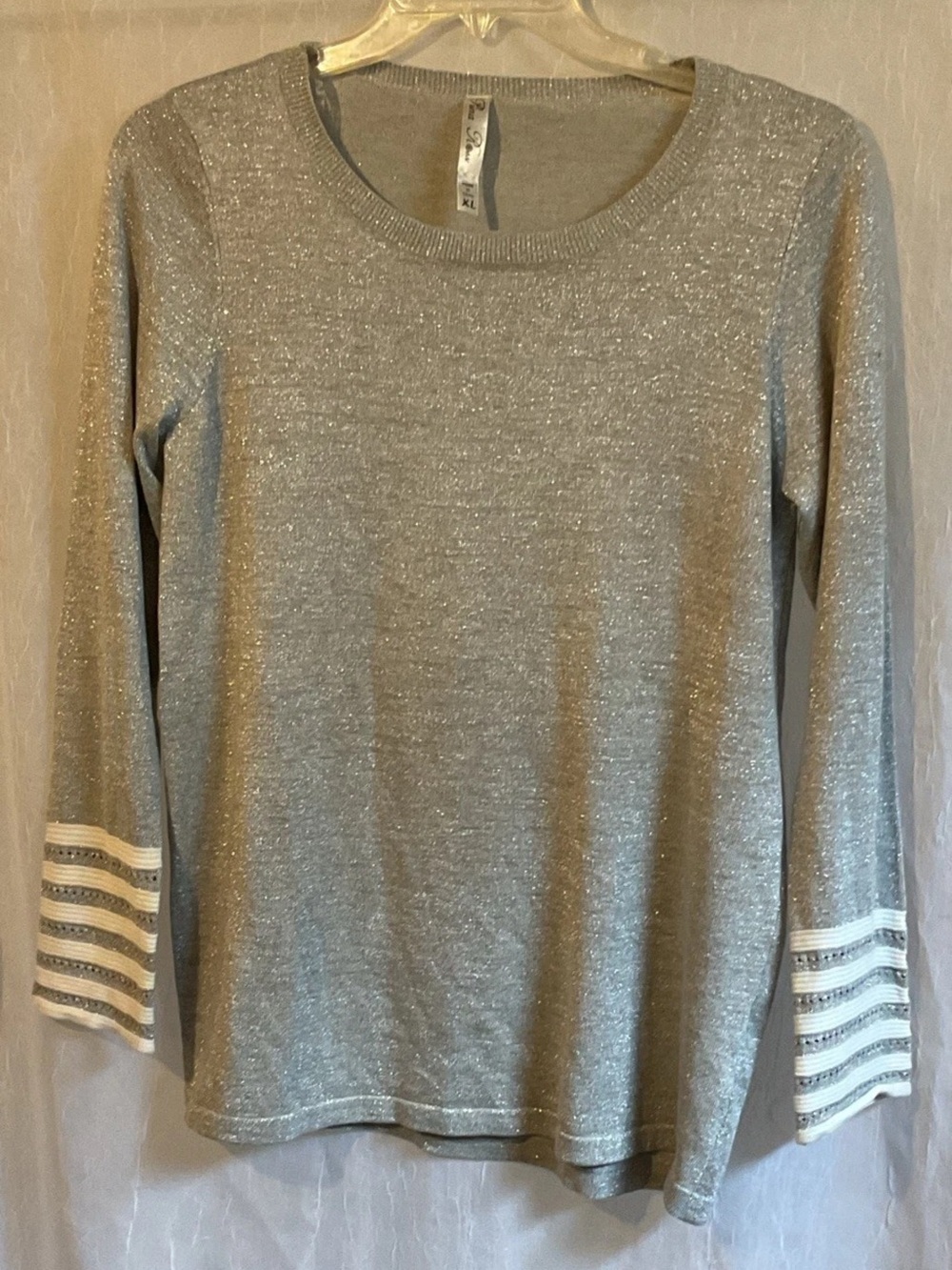 Pina Rossi Women’s Rayon Blend XL Metallic Glitter Sweater